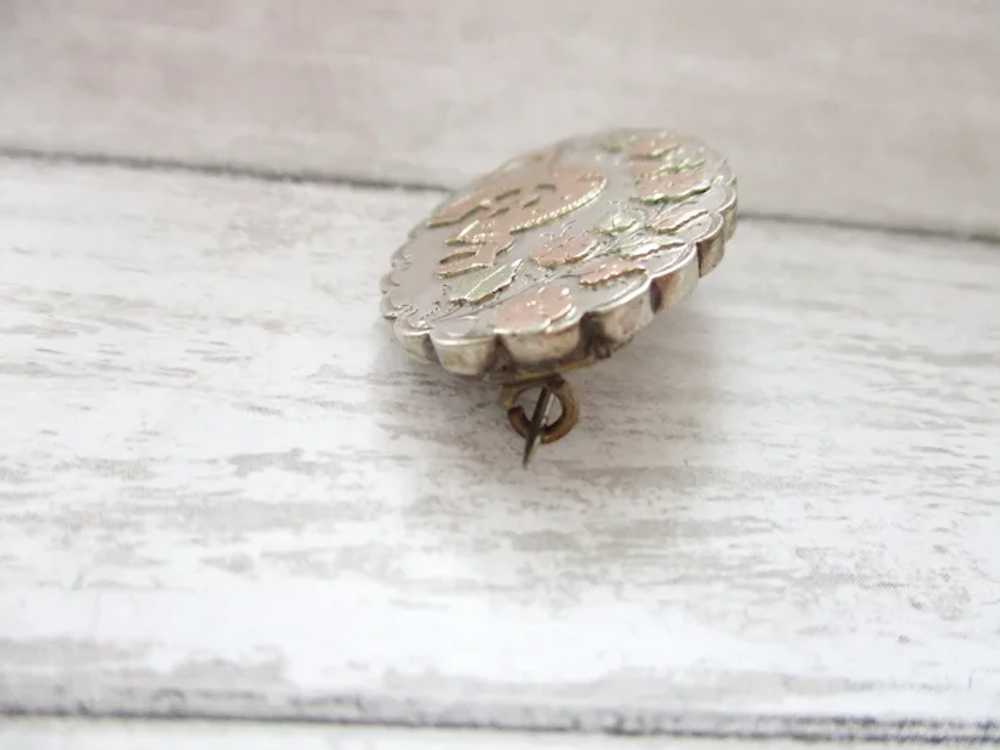 Antique Victorian Horseshoe Brooch Forget Me Not … - image 4