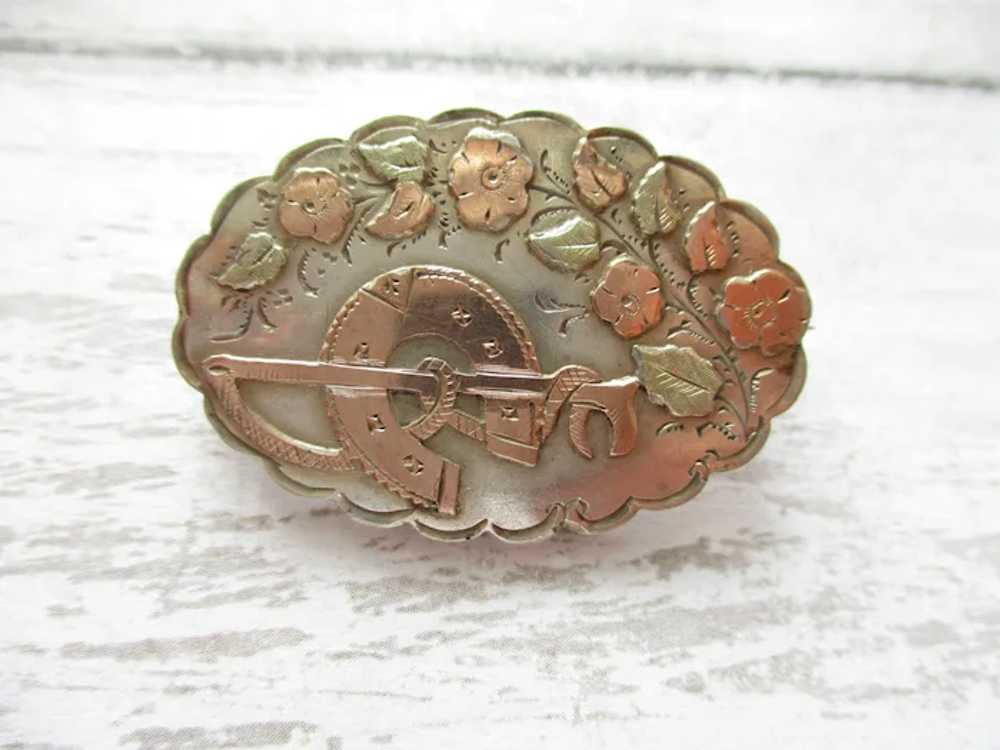 Antique Victorian Horseshoe Brooch Forget Me Not … - image 6