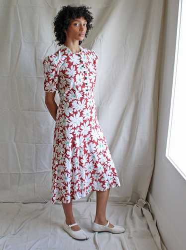 30s Daisy Print Day Dress