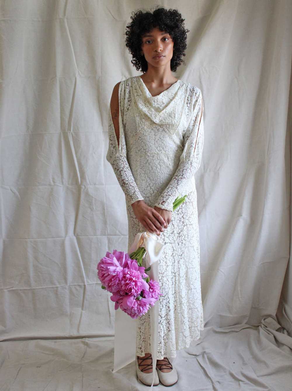 30s Lace Split Sleeve Dress - image 2
