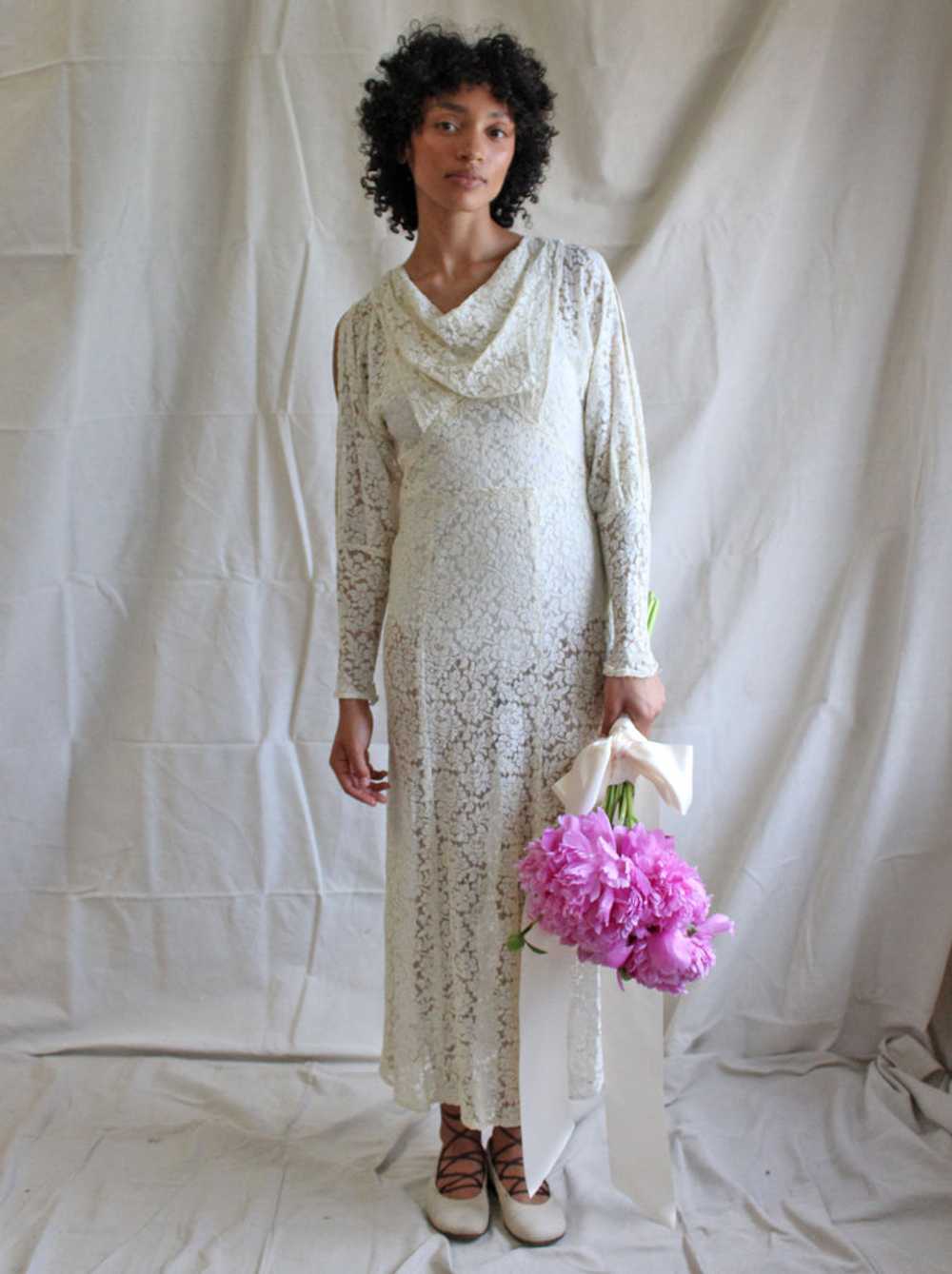 30s Lace Split Sleeve Dress - image 4