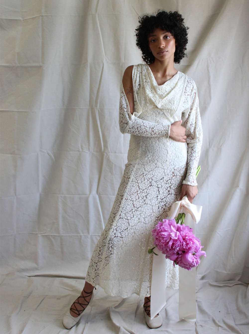 30s Lace Split Sleeve Dress - image 7