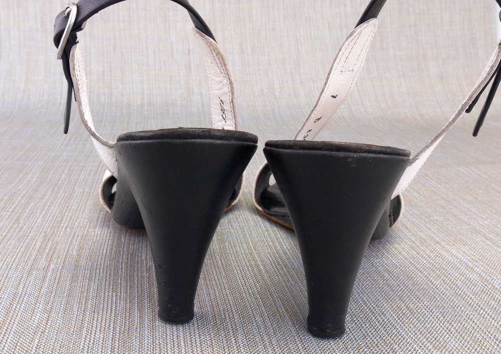 Charles Jourdan Seducta Black & White 80s Sandals… - image 6