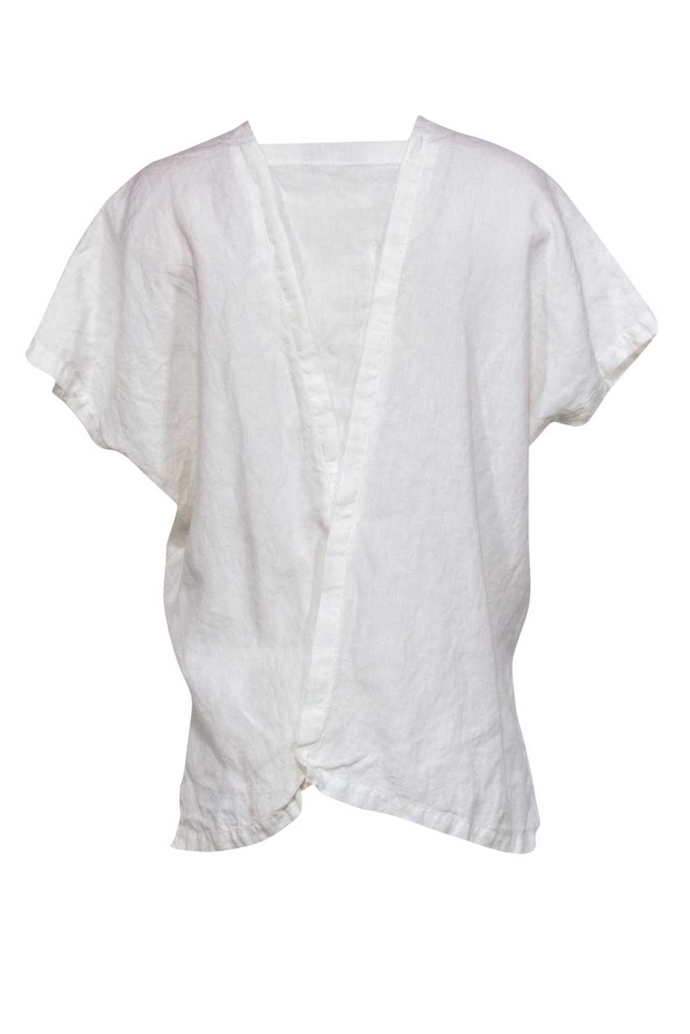 Shirin Guild - White Linen Draped Asymmetric Blou… - image 3