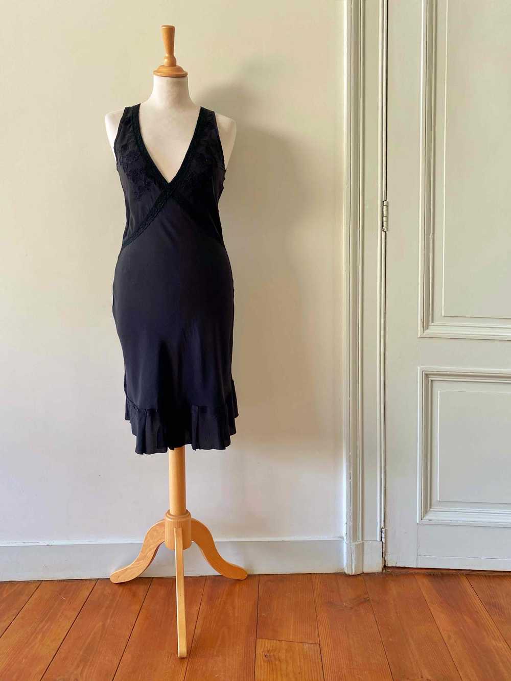 Silk slip dress - Silk slip dress, 100% black sil… - image 2