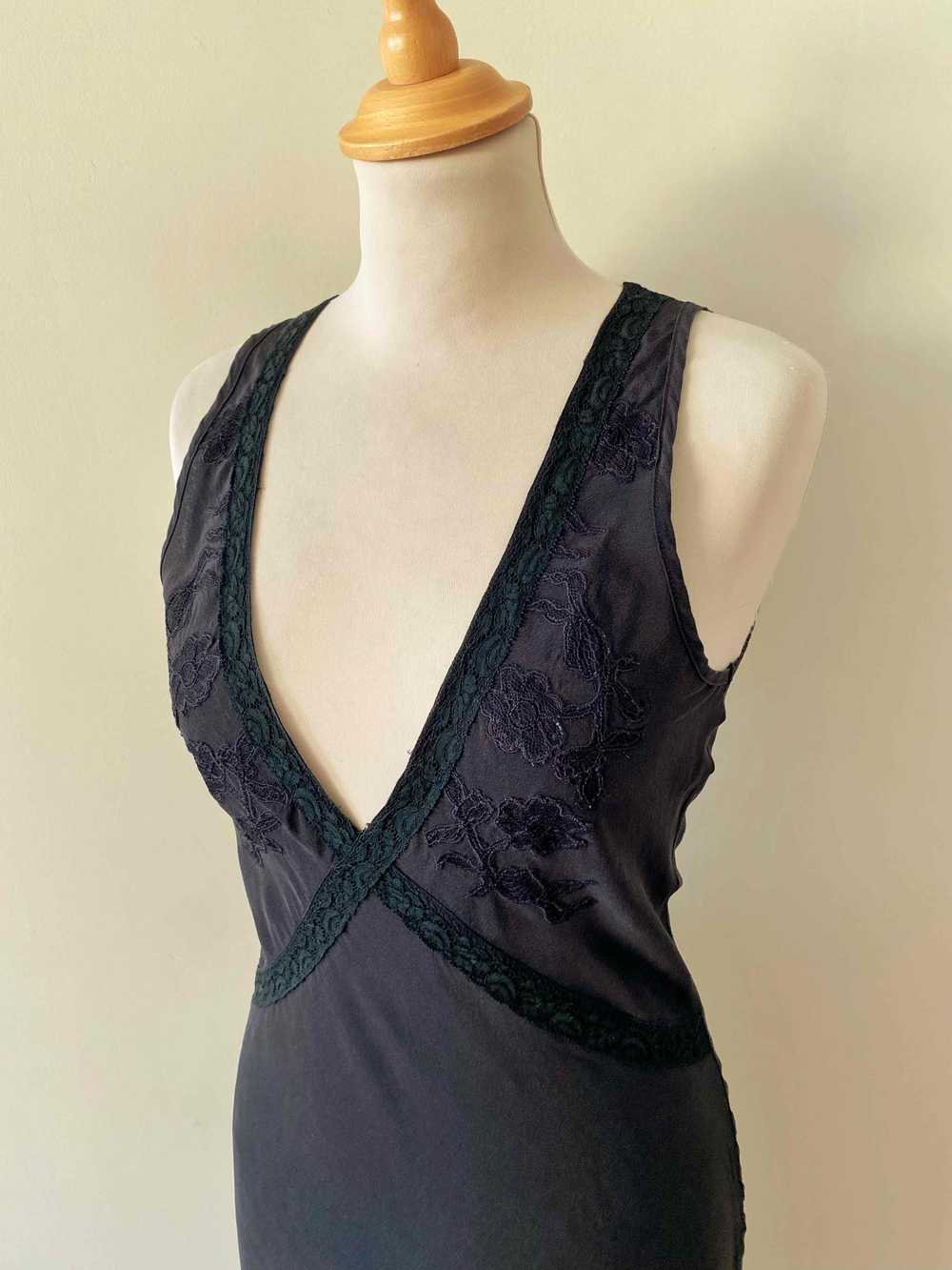 Silk slip dress - Silk slip dress, 100% black sil… - image 4