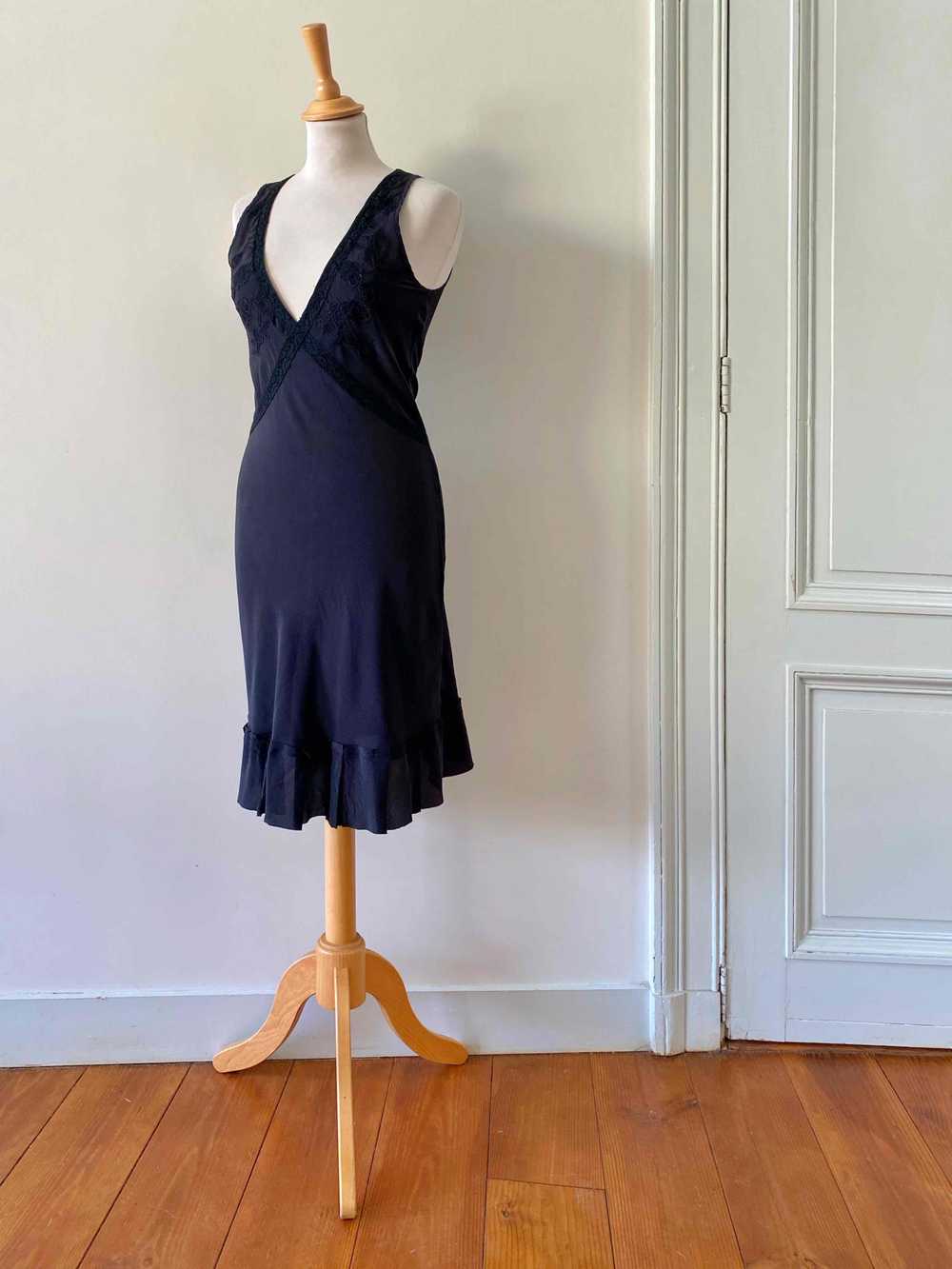 Silk slip dress - Silk slip dress, 100% black sil… - image 5