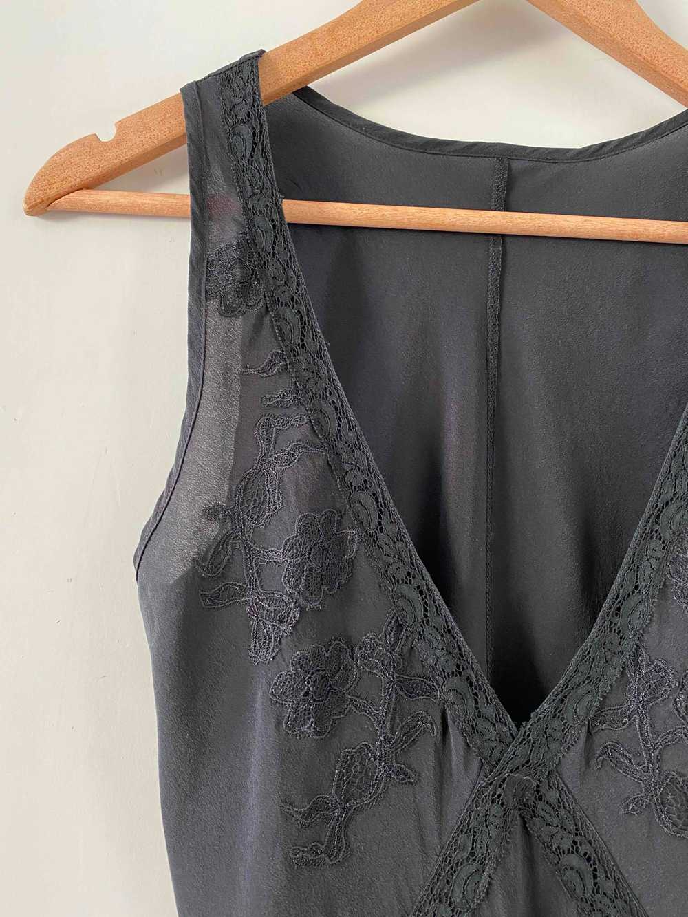 Silk slip dress - Silk slip dress, 100% black sil… - image 8