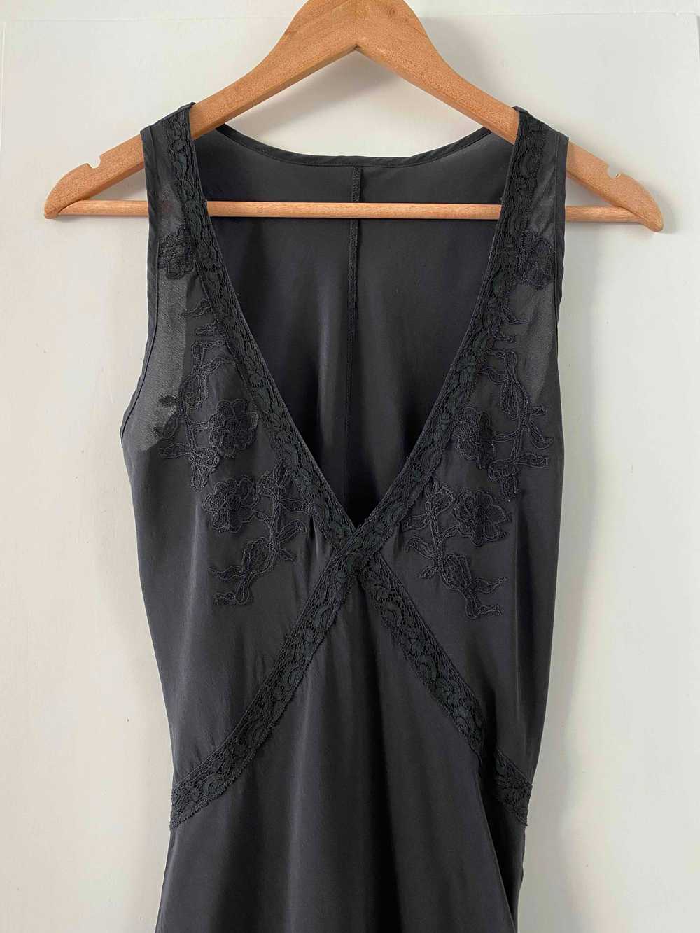 Silk slip dress - Silk slip dress, 100% black sil… - image 9