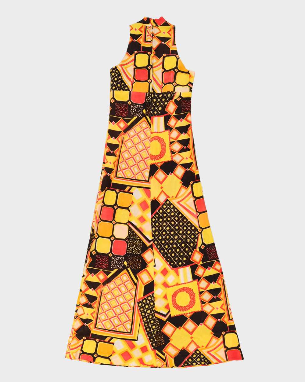 Vintage 1970s Orange Patterned Maxi Dress - XS - image 2