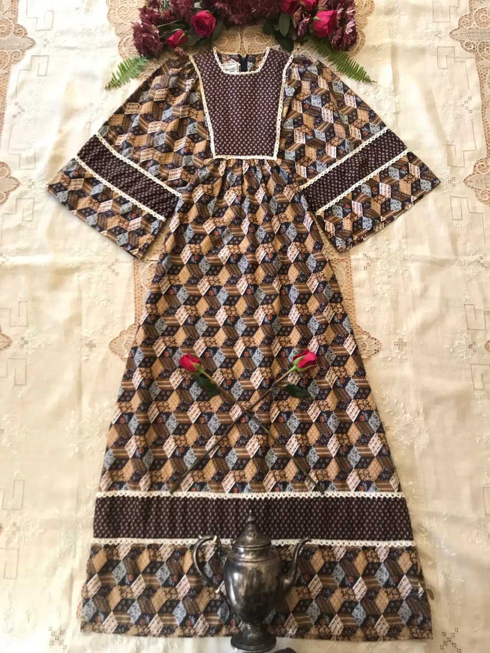 1970’s vintage patchwork calico kimono dress by Y… - image 1