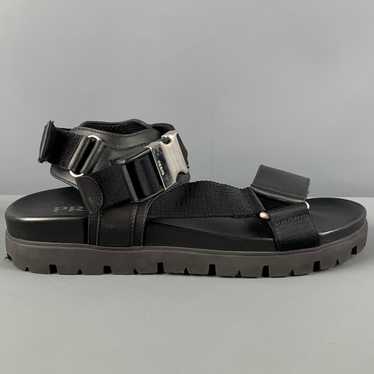 Prada Black Leather Belted Buckle Sandals