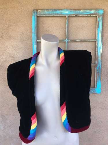 Vintage 1980s Reversible Velvet Vest Rainbow Coll… - image 1