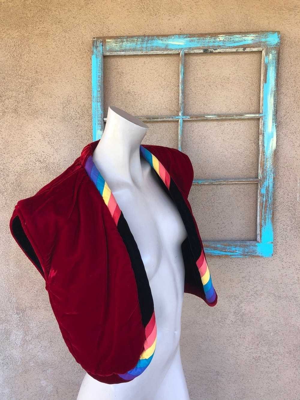 Vintage 1980s Reversible Velvet Vest Rainbow Coll… - image 6