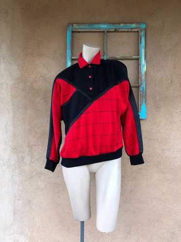 Vintage 1980s Red & Black Sweatshirt Sz M