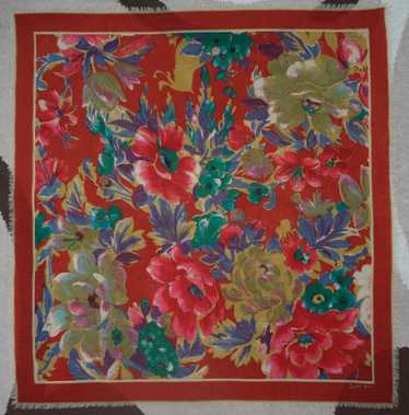 Vintage Vintage SALDARINI square wool scarf flora… - image 1