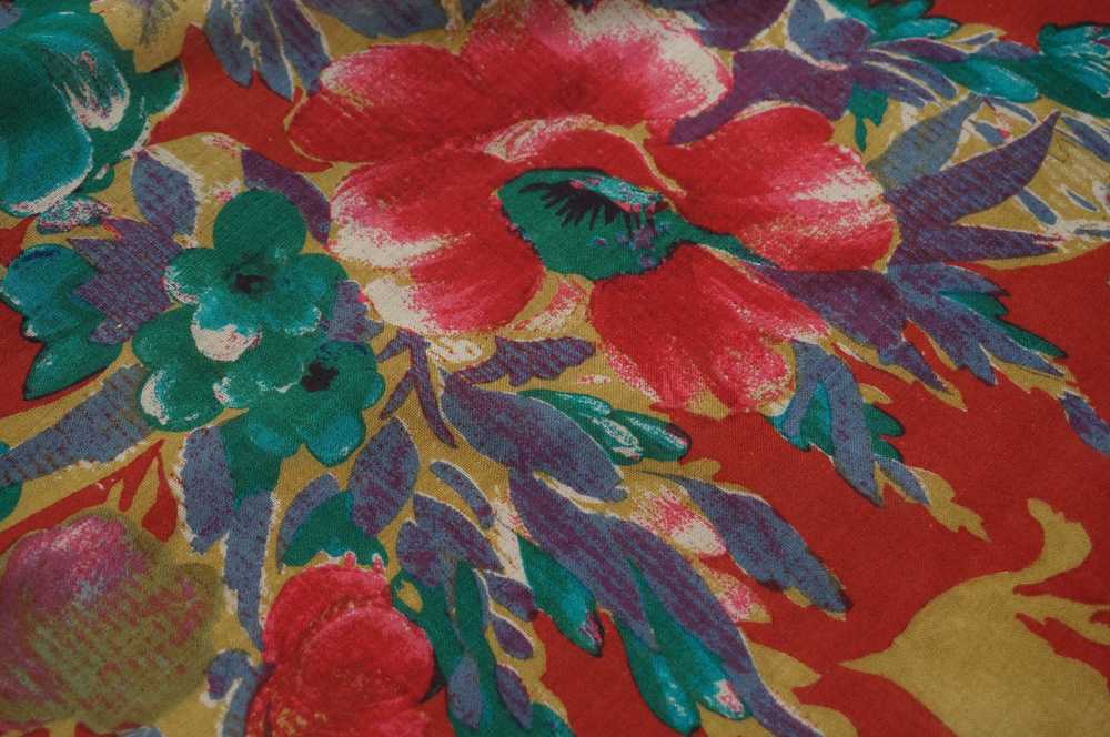 Vintage Vintage SALDARINI square wool scarf flora… - image 7