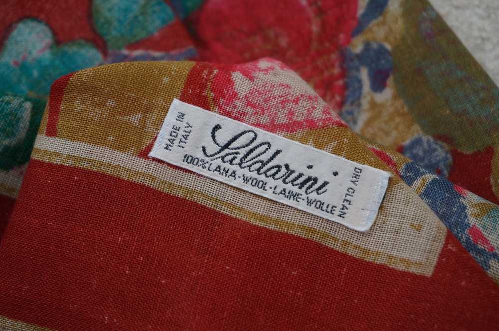 Vintage Vintage SALDARINI square wool scarf flora… - image 9