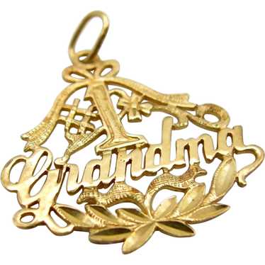 Vintage 14k #1 Grandma Pendant Necklace Charm Dia… - image 1