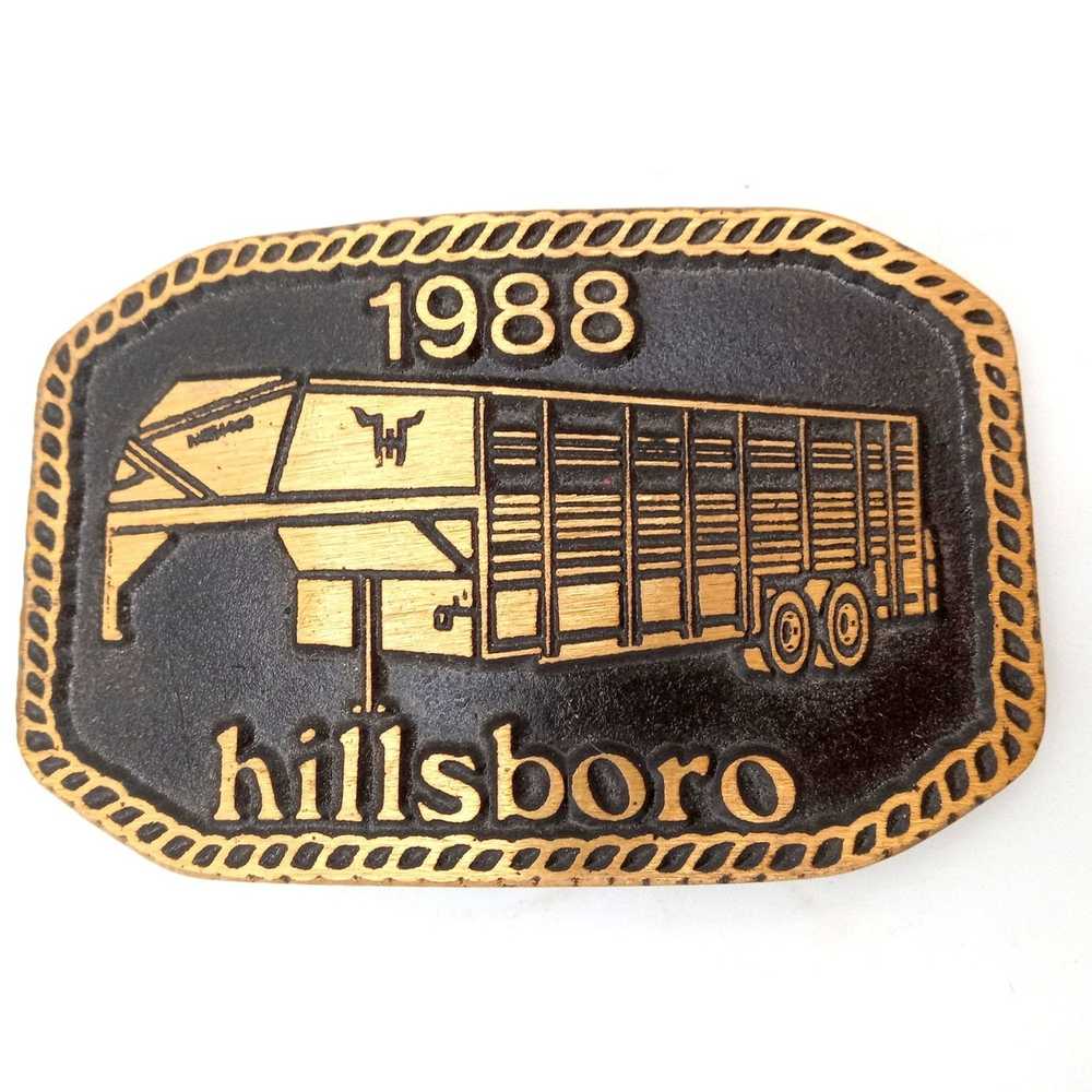 Vintage Livestock Trailer Belt Buckle 1988 Trucke… - image 4