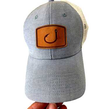 Simms Fishing Co Hat Snapback Cap Trout Icon Trucker Grey Bleached