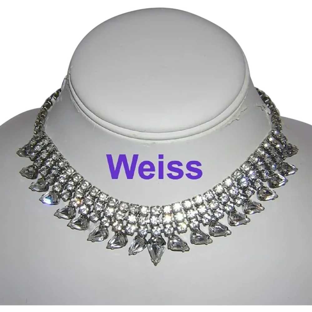 WEISS Shimmering Rhinestone Collar / Fringe NECKL… - image 1
