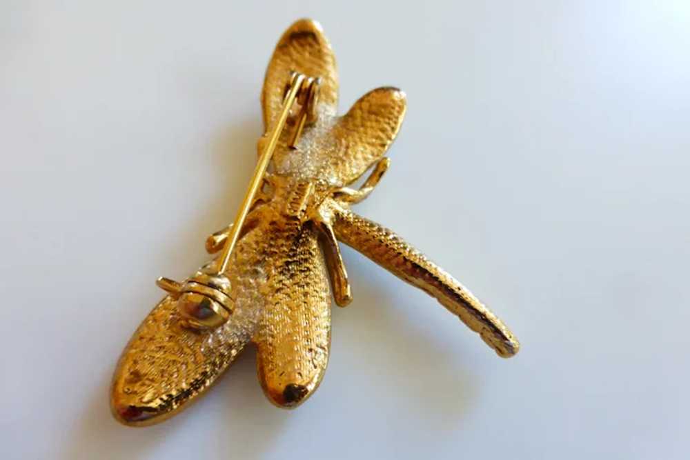 ROMAN Signed Rhinestone Dragonfly Brooch Pin - image 5