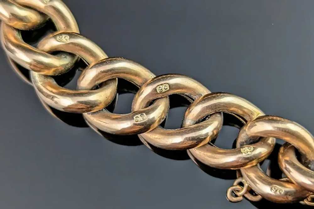 Antique 9k gold curb link bracelet, Edwardian, He… - image 10
