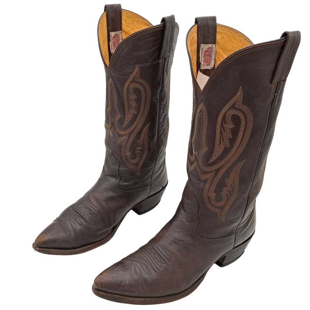 Nocona Vintage Nocona Cowboy Boots Brown Leather … - image 1