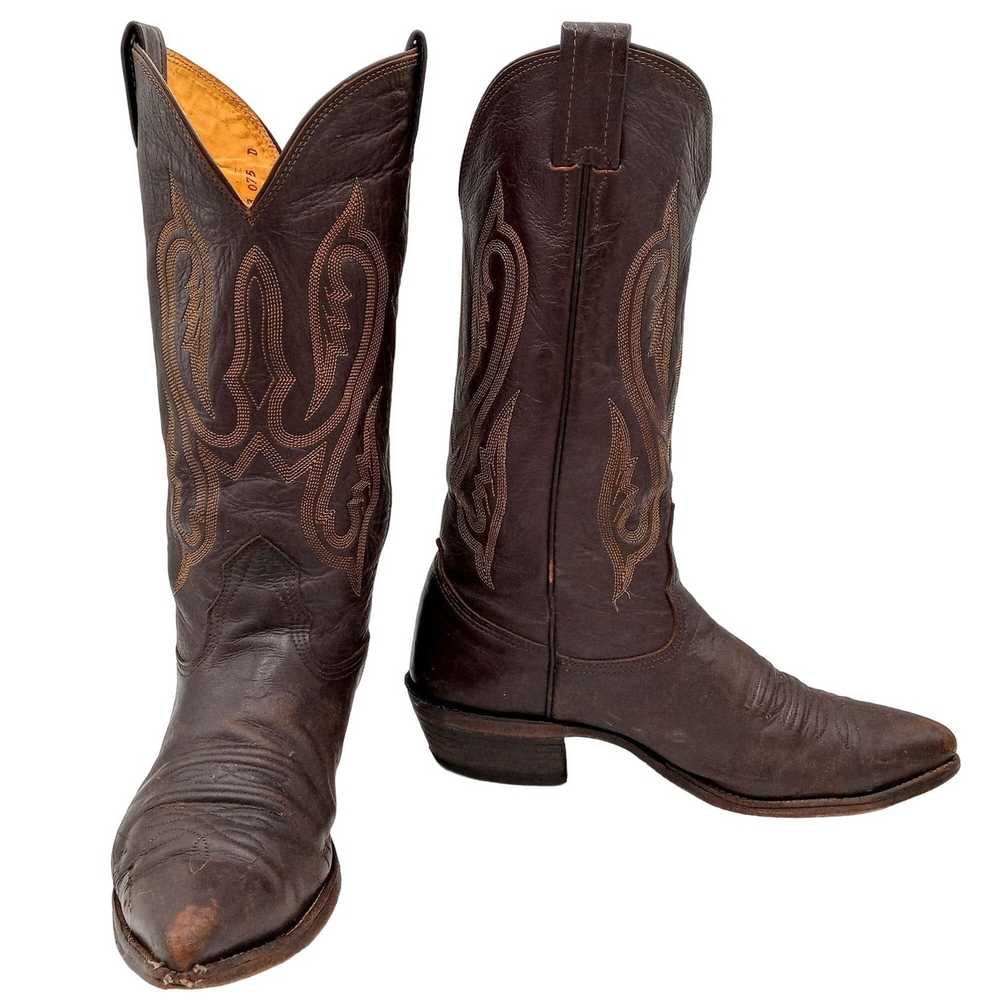 Nocona Vintage Nocona Cowboy Boots Brown Leather … - image 2
