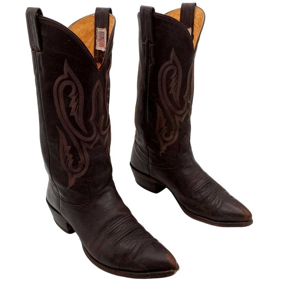 Nocona Vintage Nocona Cowboy Boots Brown Leather … - image 4