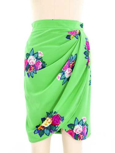 Ungaro Floral Printed Silk Skirt