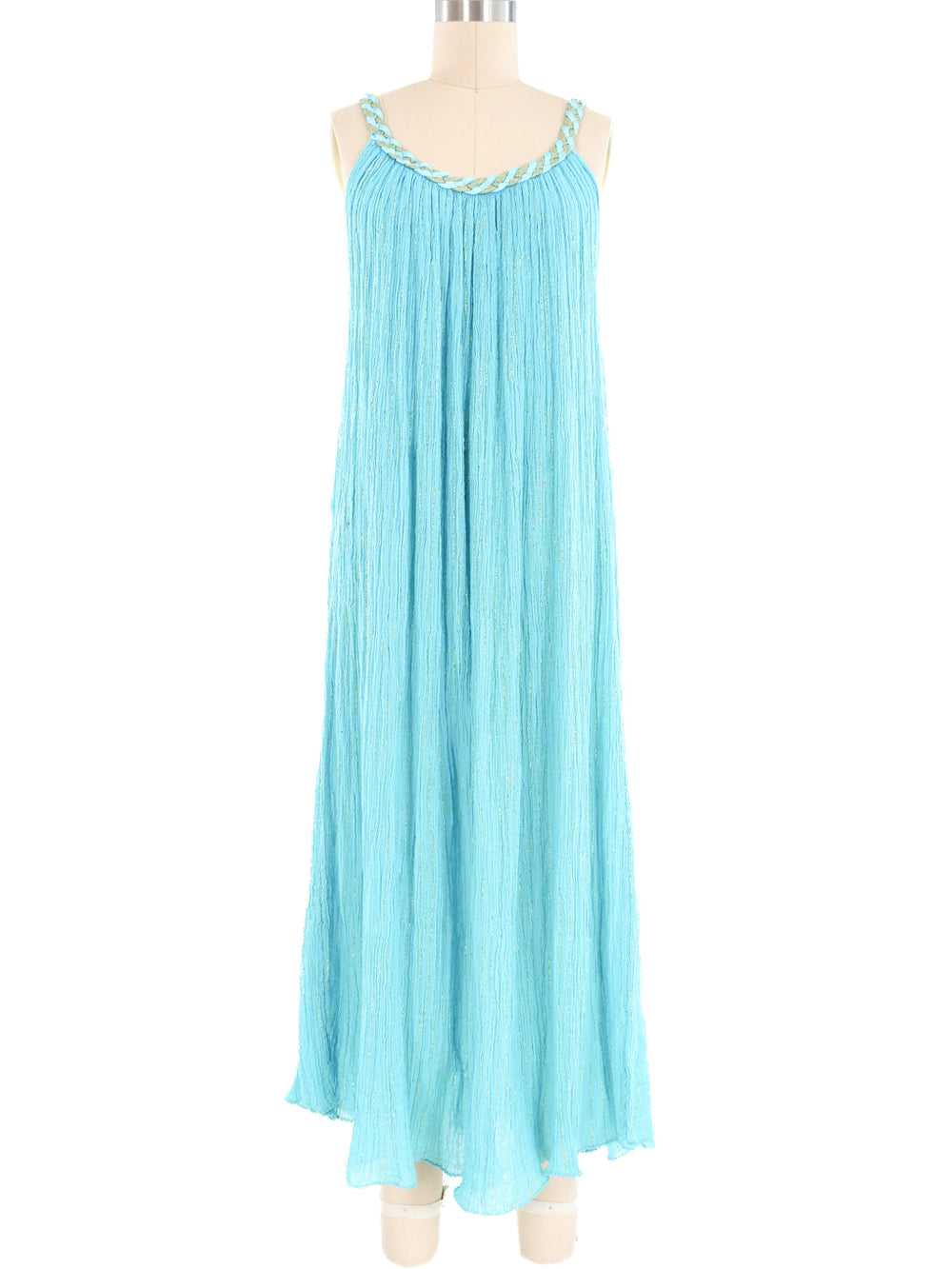 Turquoise Grecian Gauze Midi Dress - image 1