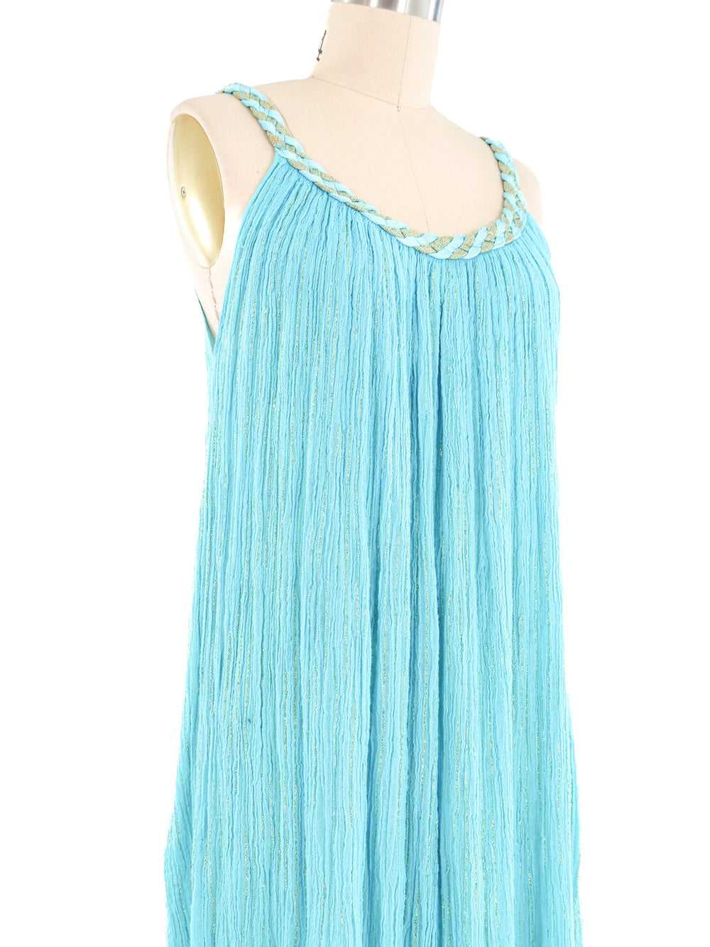 Turquoise Grecian Gauze Midi Dress - image 3