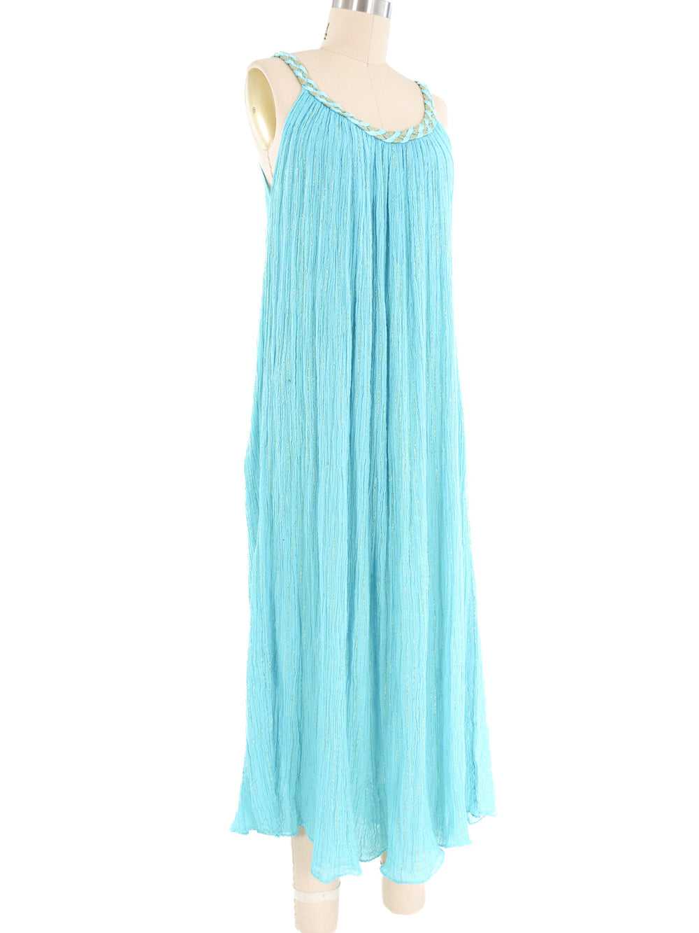 Turquoise Grecian Gauze Midi Dress - image 4
