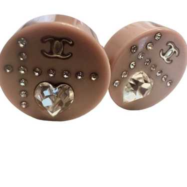 Chanel Chanel CC Crystal Heart Clip On Earrings - image 1