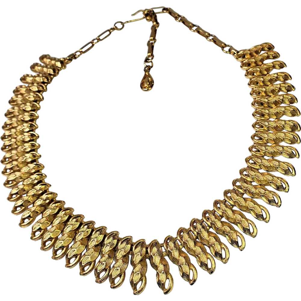 Vintage Coro Gold-Tone Metal Choker Necklace. - image 1