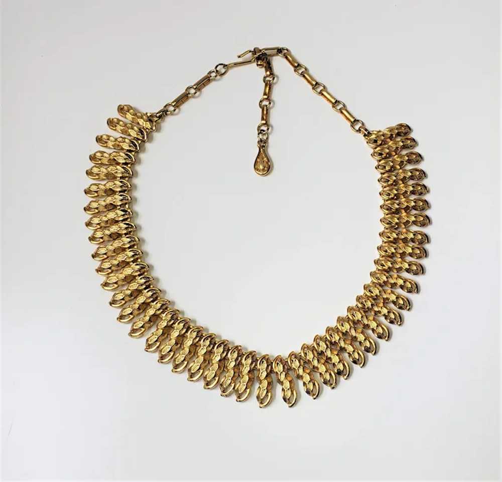 Vintage Coro Gold-Tone Metal Choker Necklace. - image 2