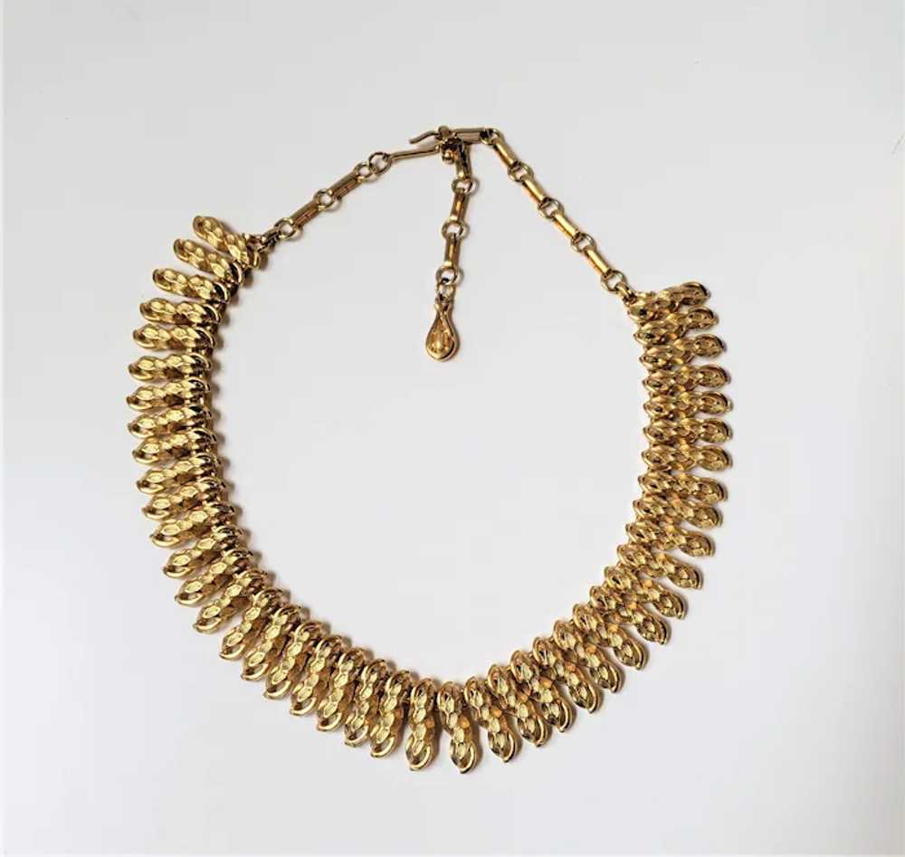 Vintage Coro Gold-Tone Metal Choker Necklace. - image 3