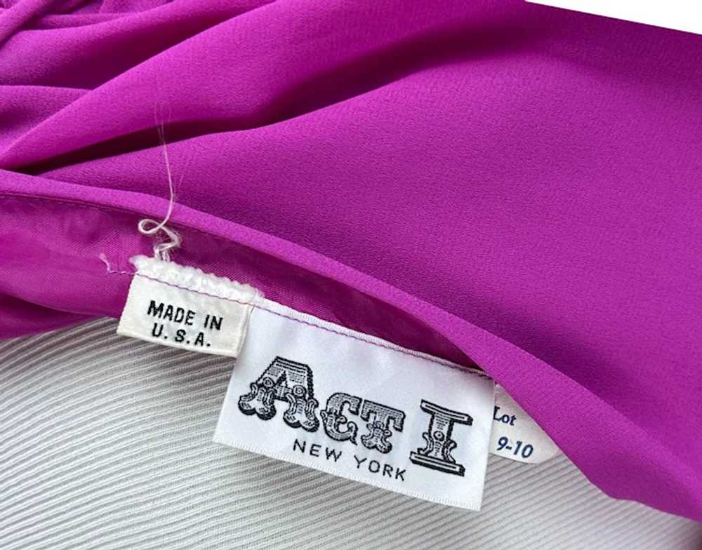 80s Magenta Chiffon and Sequin Party Dress by Act… - image 11