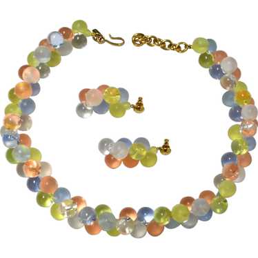 Monet Wisteria Pastel Lucite Bubbles Necklace and… - image 1