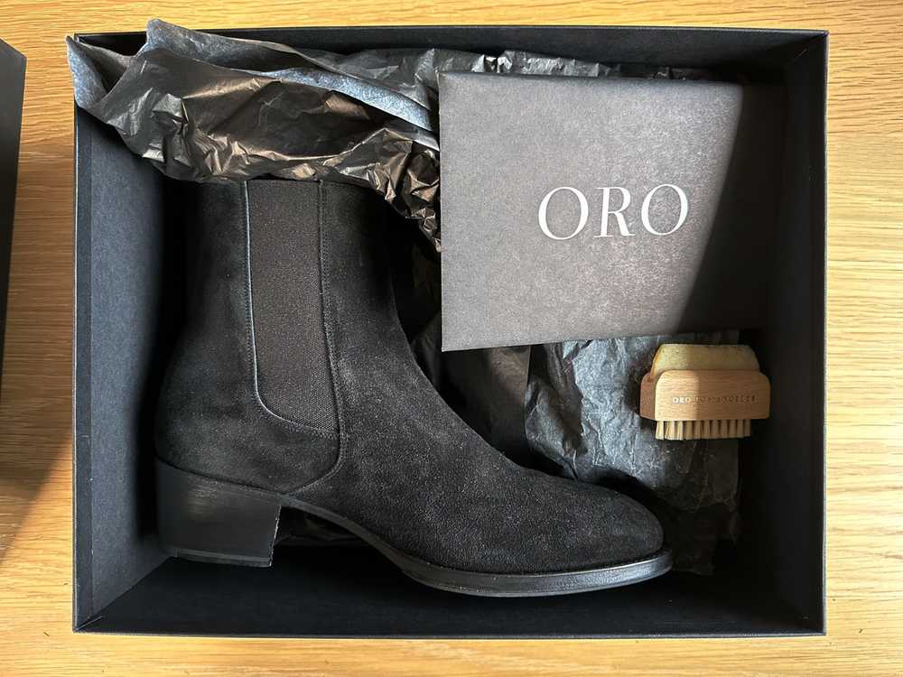 Oro Los Angeles Black Suede Chelsea Leather Boots - image 1