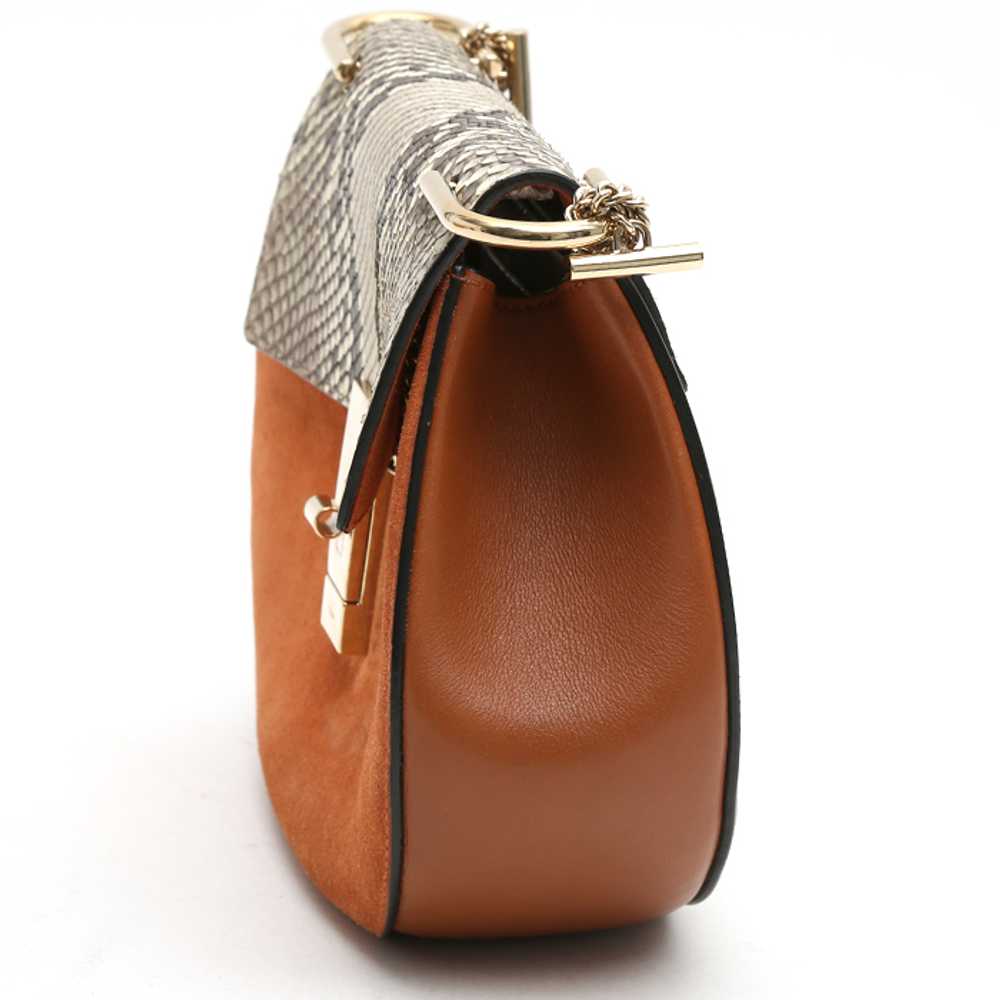 Chloé Drew small model shoulder bag in orange sue… - image 7