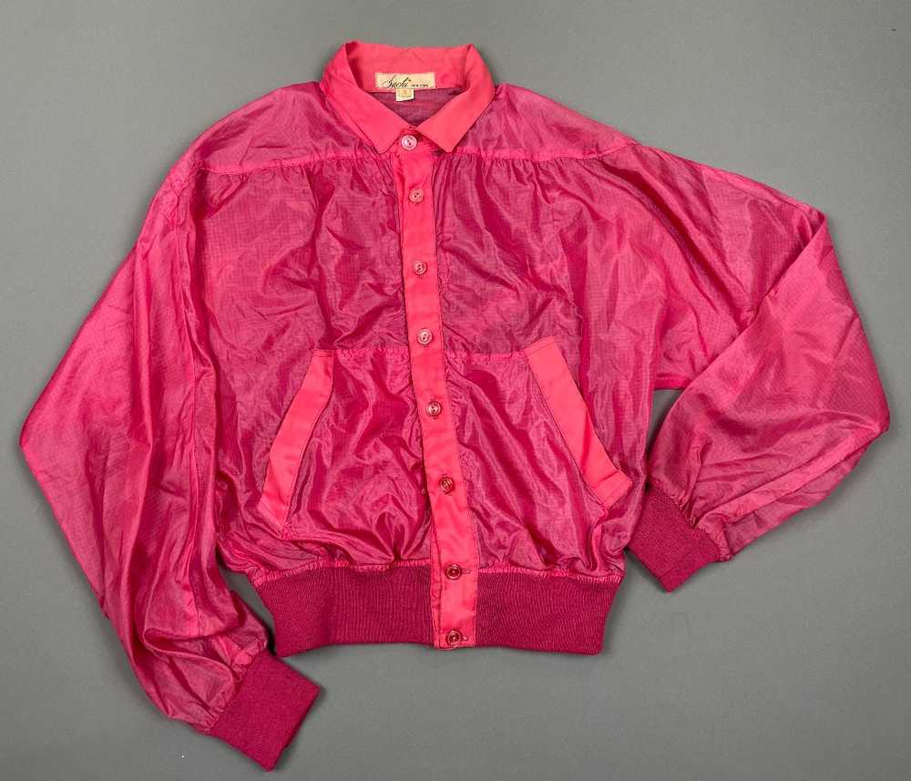 AWESOME! 1980S SHEER NYLON CROPPED DOLMAN BUTTON … - image 7