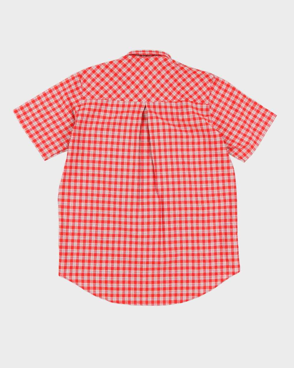 Vintage 80s Benetton Red Checked Short Sleeved Sh… - image 2