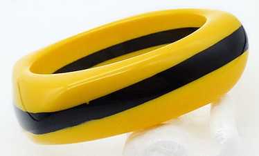 Laminated Yellow and Black Bangle Bracelet - image 1