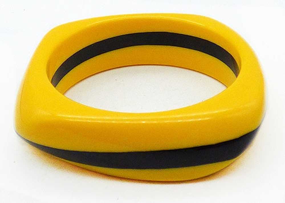 Laminated Yellow and Black Bangle Bracelet - image 2