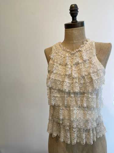 Antique Edwardian Tiered Ruffle Lace Top