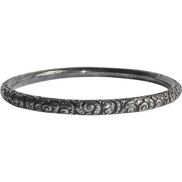 Victorian Handcrafted Repousse Bangle Bracelet