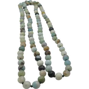 Lovely Amazonite Hand Knotted Bead Necklace 40" 8m